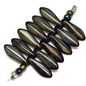 As Low As $2 Bronzed Peacock Daggers Czech Glass Beads 15mm x 5mm (12)